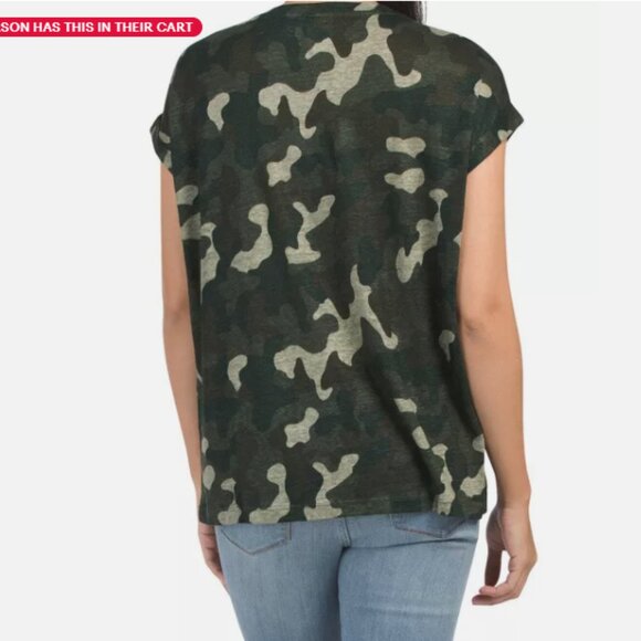 100% Linen Tee Camo Pattern ladies XS - Picture 6 of 6
